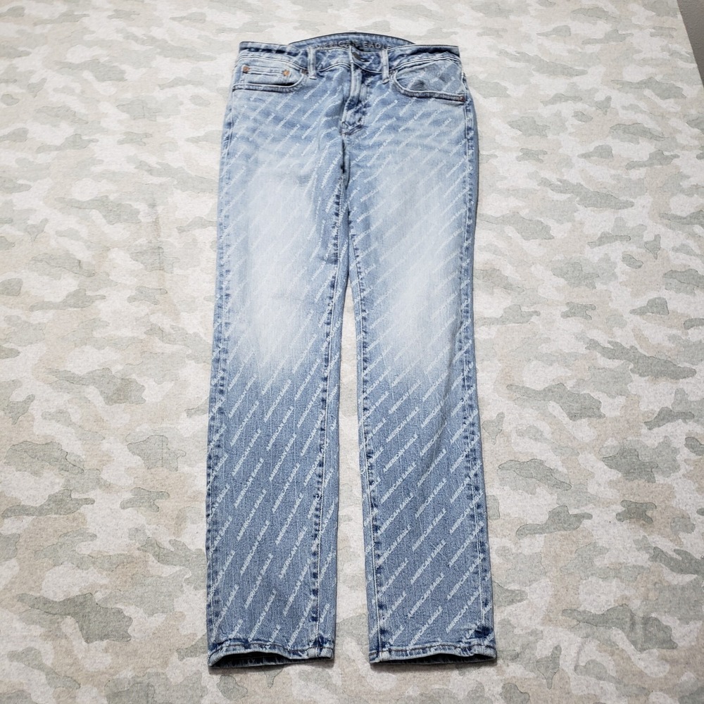 American Eagle Jeans Mens 32x32 Blue Skinny Pockets Denim Light Wash AOP